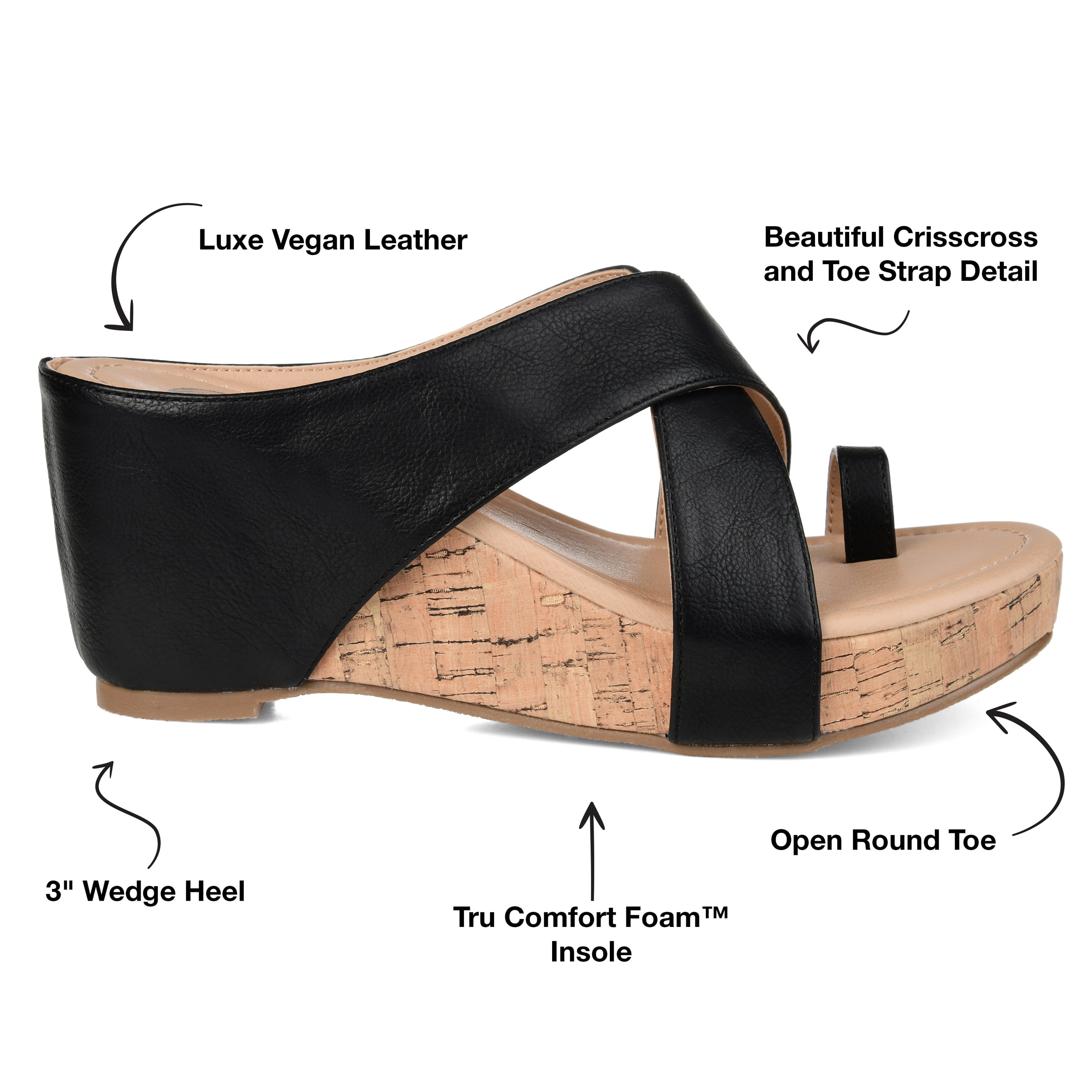 Journee Womens Rayna Wedge Heel Slip On Sandals
