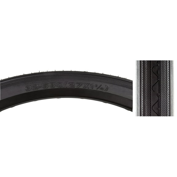 Sunlite UtiliT Road Raised Center Tire 27x1-1/4" Black (32-630 ISO) Classic 27"