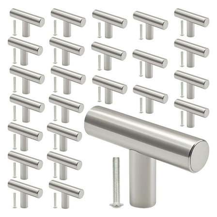 30-Pack 2-inch Stainless Steel Cabinet Knobs, Sleek T-Bar Pulls for Kitchen Cabinets, Dressers, and Bathroom Drawers