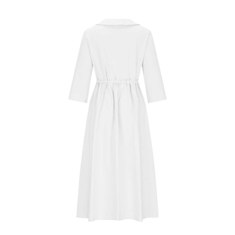 green emerald velvet dress Wedtrend Women Elegant White Graduation Dress with Lace A Line Long Sleeves Boho Maxi Dress, White / XL main image 1