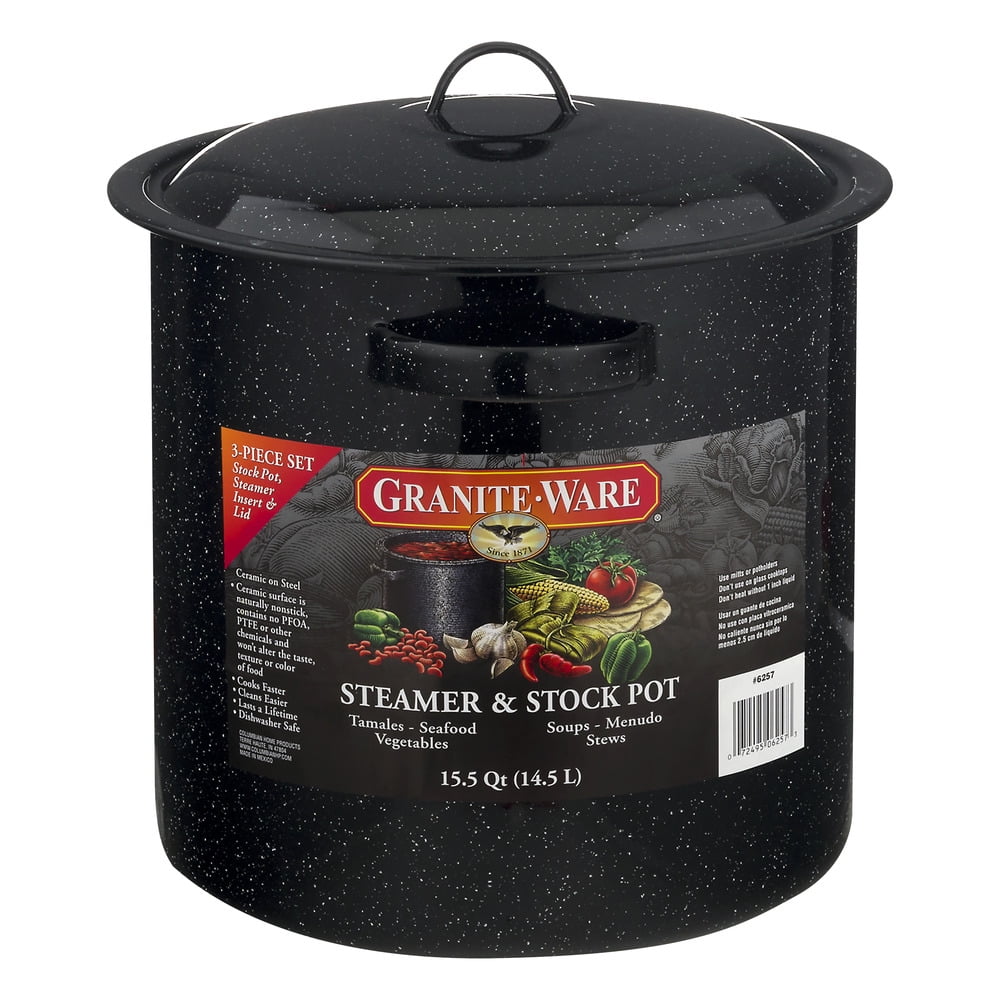 Granite Ware Steamer & Stock Pot 15.5 Quart 3 PC