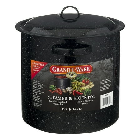 Granite Ware Steamer & Stock Pot 15.5 Quart - 3 PC, 3.0 (Best Heavy Bottom Stock Pot)