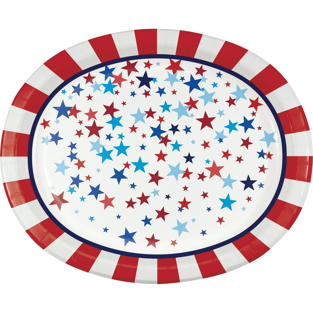 Patriotic Pride Fourth of July Oval Paper Plates 24 Count for 24 Guests ...