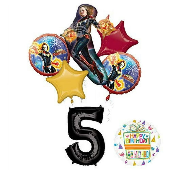 Captain Marvel Party Supplies 5th Birthday Balloon Bouquet Decorations