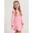 thumbnail image 5 of Gyratedream Toddler Fall Winter Long Sleeve Dress Ruffle Long Sleeve Ribbed Knit Button Down Casual Dresses 2-7 Years, 5 of 9