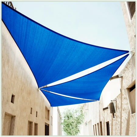 ColourTree 10  x 10  x 10  Blue Triangle Sun Shade Sail Canopy Mesh Fabric UV Block - Commercial Heavy Duty - 190 GSM - 3 Years Warranty ( We Make Custom Size )