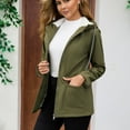 thumbnail image 5 of SWSMCLT Women's Hooded Rain Coat Zip Up Anorak Rain Jacket Fleece Lined Windbreaker 2025 Flap Pocket Long Sleeve Waterproof Raincoat Casual Drawstring Zipper Army Green Small, 5 of 5