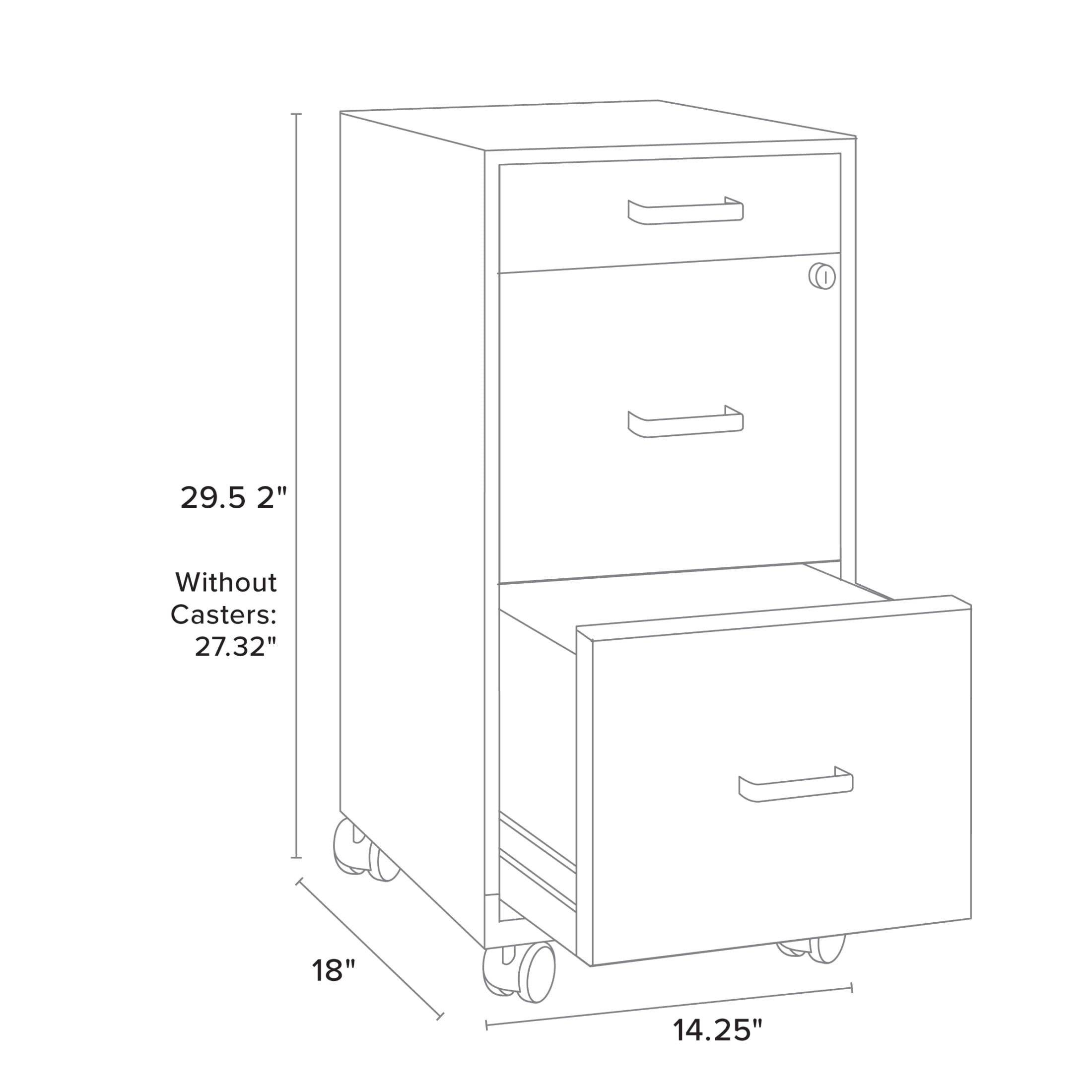 Space Solutions 18" Deep 3 Drawer Mobile Letter Width Vertical File Cabinet, White