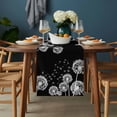 thumbnail image 2 of White Dandelion Table Runner - 90 Inch Long, Kitchen Dining Table Runner Dresser Scarves, Spring Flowers Botanical Vintage Black Farmhouse Decor for Coffee Tables Wedding Party Banquet, 2 of 8