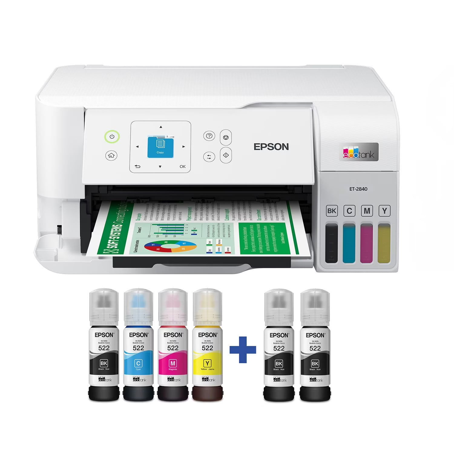 Epson EcoTank ET-2840 Special Edition Wireless Color All-in-One Supertank Printer, 2 Bonus Black Ink Bottles (Sold without manufacturer warranty)