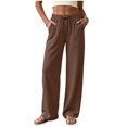 thumbnail image 6 of QGJZVUNL Womens Wide Leg Pants Sweatpants Baggy High-Waisted Drawstring Joggers with Pockets Size L, 6 of 6