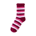 thumbnail image 4 of Soft Fuzzy Striped Crew Socks for Unisex,Warm Fleece Lined Cozy Socks for Indoor Winter and Sleep Wear Wine, 4 of 4
