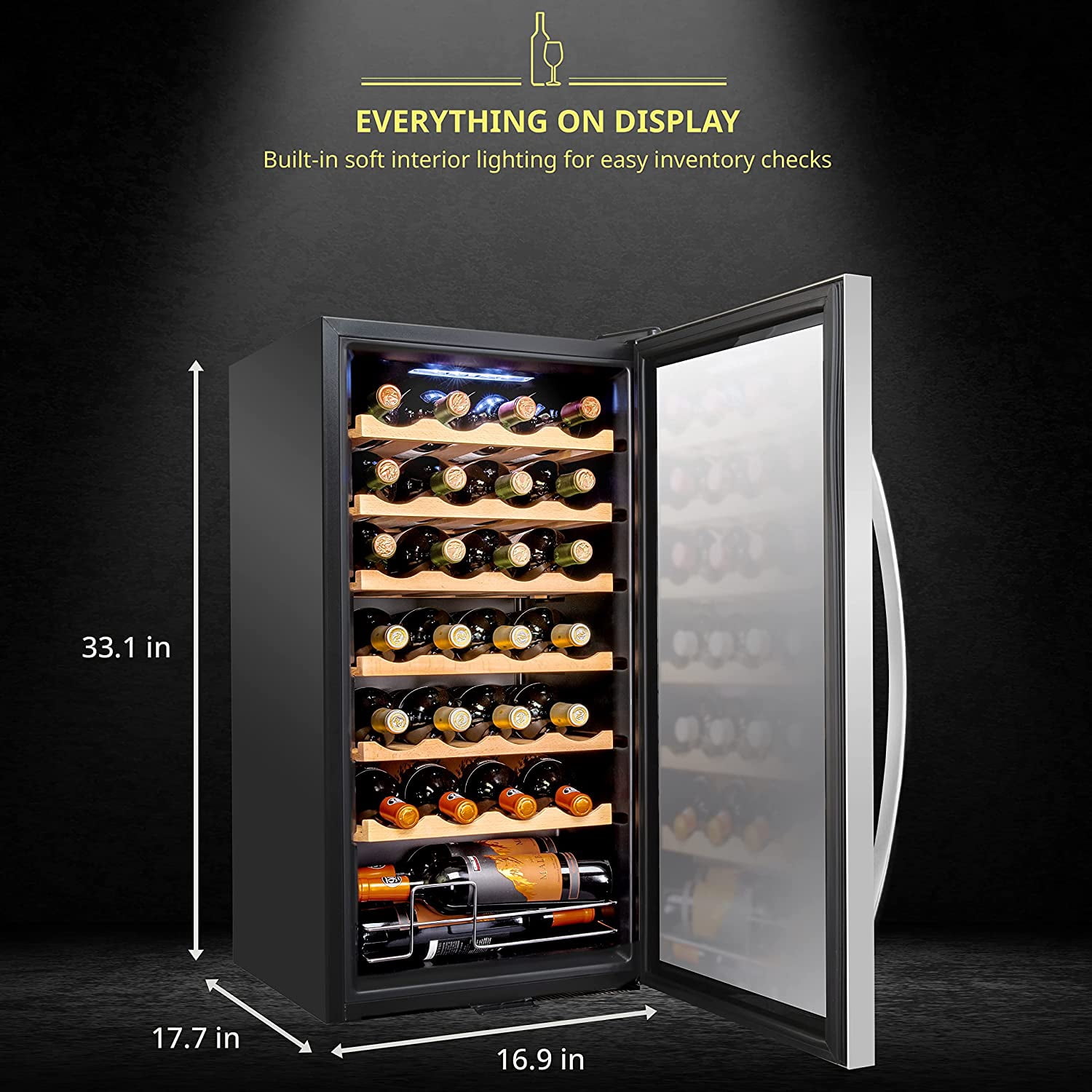 Schmecke 28 Bottle Wine Cooler, Stainless Steel