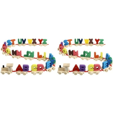 2pcs Wooden Magnetic Alphabet Train Toys Early Educational Toys Mini Letter Train for Kids Toddler Boys and Girls