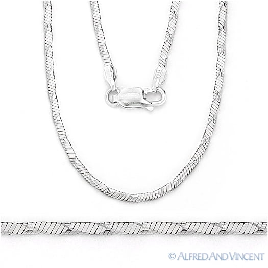 Herringbone Link Chain Necklace in .925 Sterling Silver