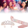thumbnail image 3 of Corona de banda de cumpleaños para agregar ambiente, banda de tiara de cumpleaños ligera de colores para fiesta de cumpleaños, oro rosa, 3 of 10