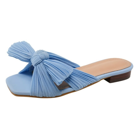 

KaLI_store Womens Shoes Dressy Casual Summer Women s Flat Shoes Fashion Casual Pointed Toe Shoes Outdoor Slippers Ladies Flat Shoes Blue