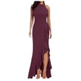 thumbnail image 1 of Women Split Sleeveless Ruffle Long Dress - Sexy Slit Evening Dress, Polyester-Spandex, S-XXL, 1 of 5