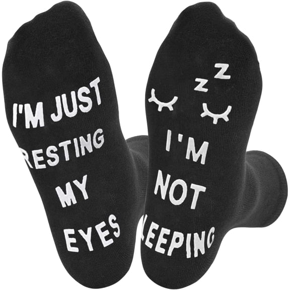 Funny Socks for Men - "Resting My Eyes" Gripper Socks