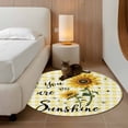 thumbnail image 2 of Round Area Rug 3 Ft, Sunflowers Washable Non-Slip Circle Carpet for Living Room/Bedroom, Spring Summer Bees Floral Yellow Plaid Low-Profile Small Floor Mats Collection Rugs for Indoor, 2 of 8