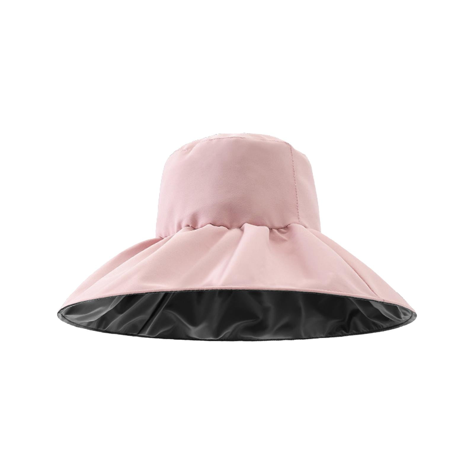 Womens Sun Hat Floppy Wide Brim Fishing Hat Summer Sun Protective Bucket Hat Pink