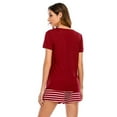 thumbnail image 6 of Clearance! Womens Cute Round Neck Short Sleeve Printed Sleep Shirts with Short Pant Soft Sleepwear, Red, L, 6 of 6