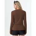 thumbnail image 5 of Aiyino Womens Basic Shirts Ribbed Long Sleeve Blouses Crewneck Casual Slim Fitted Knit Tops,Brown S, 5 of 10