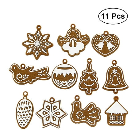 

NICEXMAS 11PCS PVC Christmas Snowflake Gingerbread Man Design Party Decor Hanging Pendants