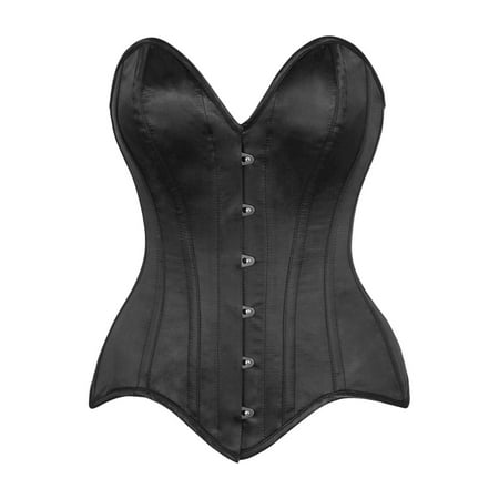 Top Drawer Black Satin Steel Boned Overbust Corset