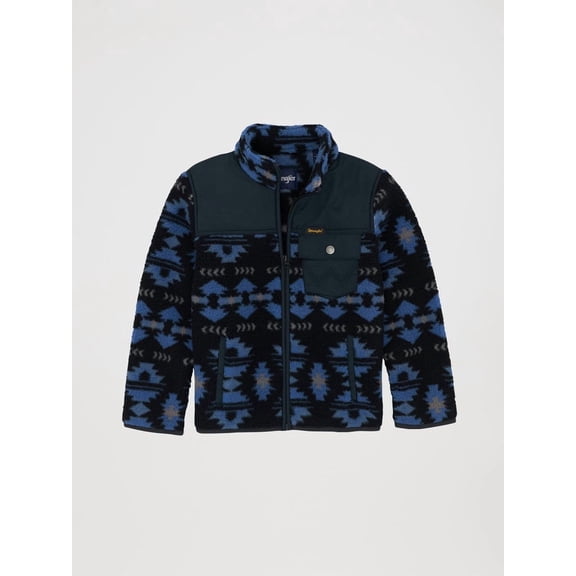 Wrangler Mixed Sherpa Full Zip Blue - Kids Boys Jacket - 112368269