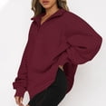 thumbnail image 4 of Autumn Winter Sweatshirts for Women Pull-up Oversize Fit Solid Color Womens Hoodies with Long Sleeves V Neck Breathable Athleisure Casual Cozy Workout Streetwear, 4 of 7