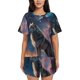 thumbnail image 1 of Fotbe Night Sky Wolf Conjunto de Pijama Estampado para Mujer, 2 Piezas, Ropa de Dormir con Camiseta de Manga Corta y Shorts Suaves-Medium, 1 of 6