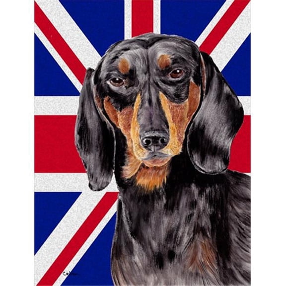 Dachshund with English Union Jack British Flag Flag Garden Size