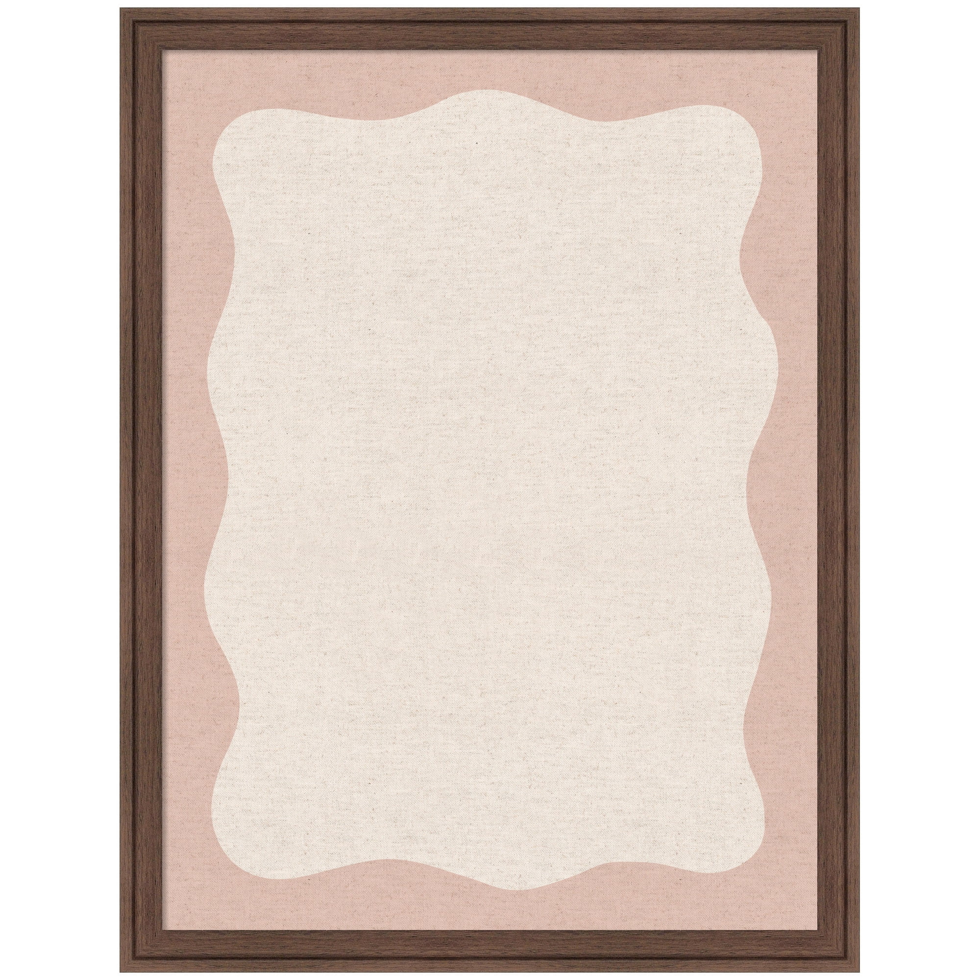 Kate and Laurel Framed Fabric Pinboard 20 x 26,  Printed Linen Classic Bulletin Board for Use as a Vision Board or Wall Organization, Florence Medium Brown Frame