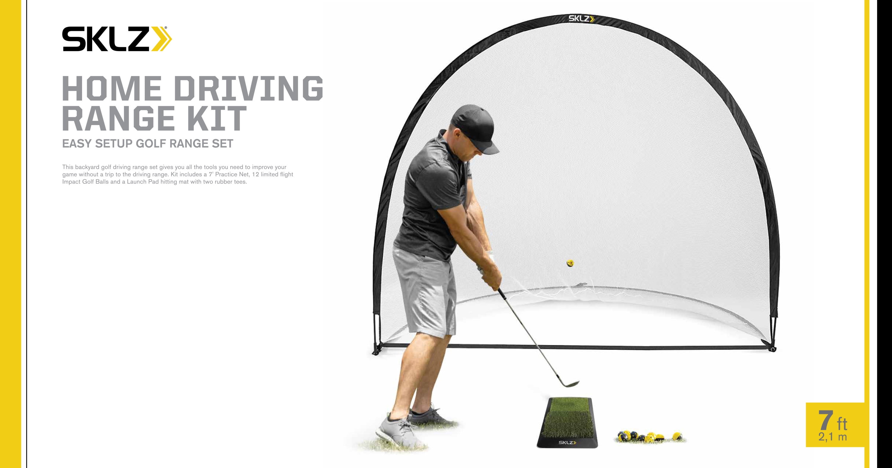 SKLZ Home Golf Driving Range Kit with 7‚Äô Net, Balls, Launch Pad