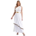 thumbnail image 4 of YiZYiF Toga Costume for Women's Egyptian Greek Roman Queen Cosplay Halloween Carnival Party Dress White S, 4 of 7
