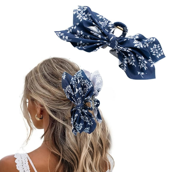 Bow Claw Clips Bow Hair Clips Black White 2PCS Big Hair Bows for Women Butterfly Styling Large Hair Clips for Thick Hair for Girls Hair
