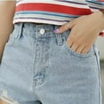 thumbnail image 5 of YLSDY Fashion Women's Ripped Denim Shorts High Waist Distressed Jean Shorts Casual Rolled Hem Frayed Short Jeans with Pockets Irregularity Rough Selvedge Euryscelia Denim Shorts Light Blue XXL, 5 of 5
