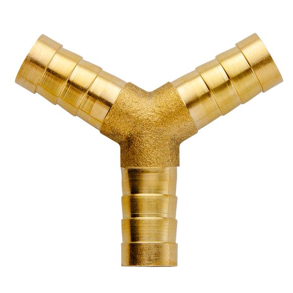 Quickun 3/8" ID Hose Brab, Brass Shaped Y 3 Ways Barbed Hose Fitting Intersection Split Splicer Joint Union Adapter for Water/Fuel/Air