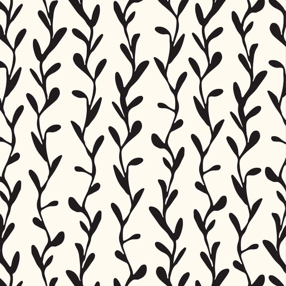 SimurgWallArts - Floral Peel and Stick Vinyl Wallpaper, Beige & Black Ivy Vine Wall Mural, 19x118 in, 15.57 Sq. ft.