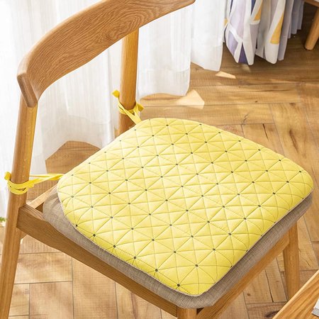 

QWZNDZG Chair Cushions for Dining Chairs 6 Pack with Ties Rubber Backed Seat Cushions for Kitchen Chairs Set of 6 Chair Pads with 100% Cotton Fabric Cover Skin-Friendly and Not Stuffy Yellow