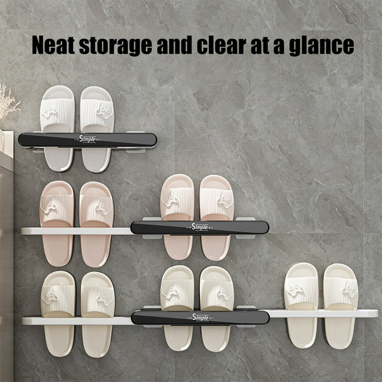 Konghyp Wall Mounted Slipper Organizer, Foldable 3-In-1 Slipper