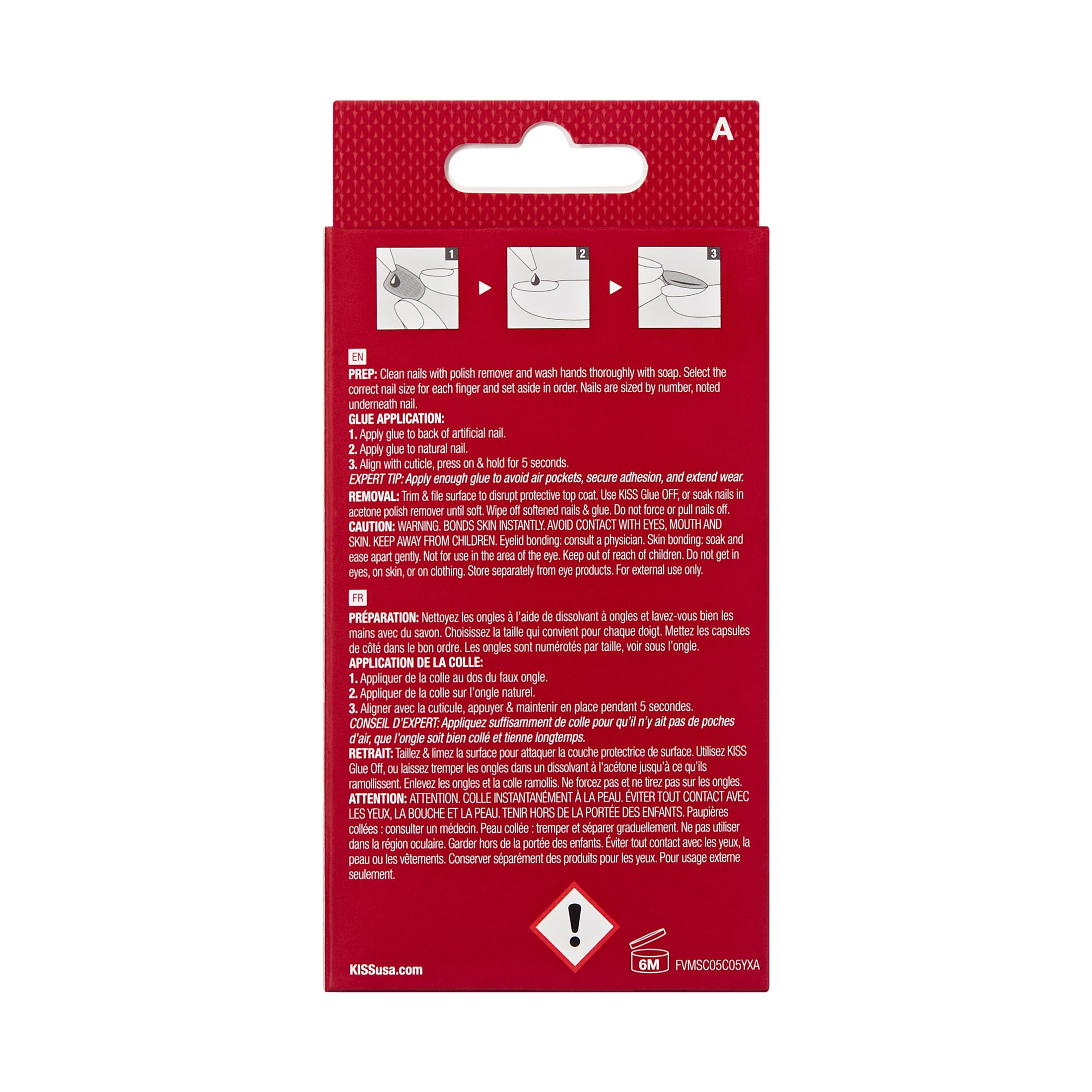 Kiss - Voguish Fantasy - Carol 4 you - Medium - Almond - 28 Nails - 2g Pink Gel Glue