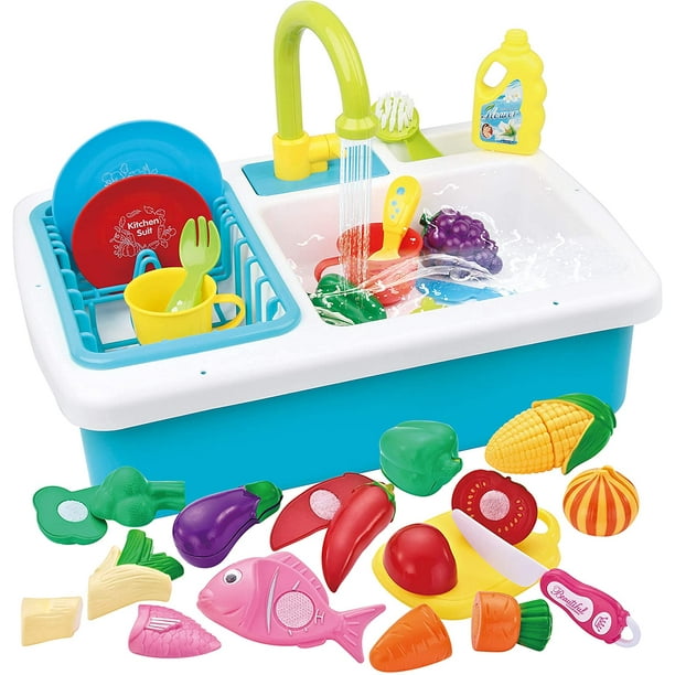 Joyin Pretend N Play Play Kitchen Accessories Washing Dishes Toy Sink Playset With Running Water Stove Utensils And Playfood Cutting Food Toy Super Value By Visit The Joyin Store Walmart Com Walmart Com