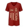 thumbnail image 3 of WEIWEN American Flag Shirts Women 4th of July V Neck Short Sleeve Patriotic T-Shirt for Women Memorial Day Graphic Tee Independence Day Tops Red XXXL, 3 of 5