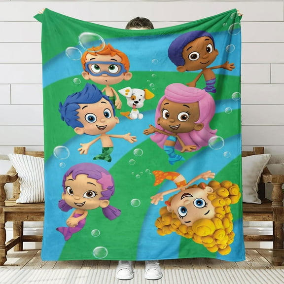 Bubble Guppies Anti Pilling Flannel Blanket Gifts for Fans Lover Girls Boys Women Present Hoodie Him Bed 60"x80"