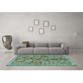 thumbnail image 3 of Ahgly Company Machine Washable Indoor Round Persian Turquoise Blue Traditional Area Rugs, 6' Round, 3 of 4