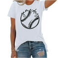 thumbnail image 4 of Babysbule Womens Summer Tops Women's Baseball Sport Printed T-shirt With Round Neck And Short Sleeved Top, 4 of 4