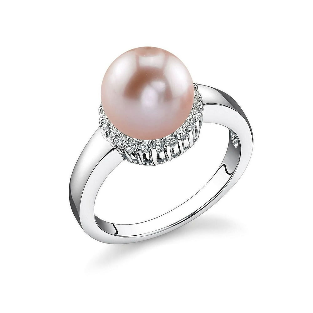 The Pearl Source - 8mm Pink Freshwater Cultured Pearl Ashley Ring ...
