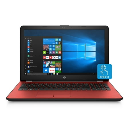 HP 15.6" Touchscreen Laptop, Intel Pentium Gold 4417U, 500GB HDD, 4GB SDRAM, DVD-Writer, Scarlet Red, 15-bs144wm